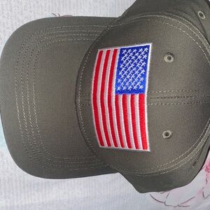 Olive Green Cap with American Flag Patch